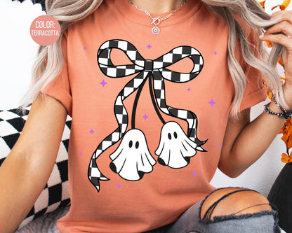 Comfort Colors Coquette Ghost Shirt - Girly Halloween Tee