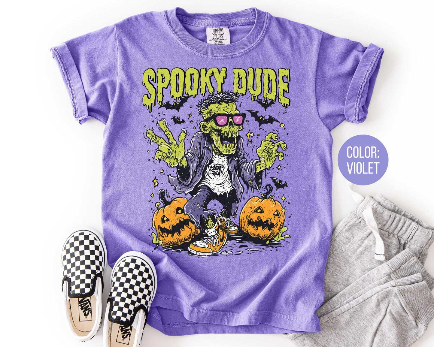 Comfort Colors Boys Halloween Shirt: Spooky Zombie Dude