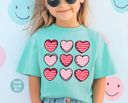 Comfort Colors Girls Heart Cakes Shirt, Mommy and Me Valentine Shirts, Kids Heart Tee