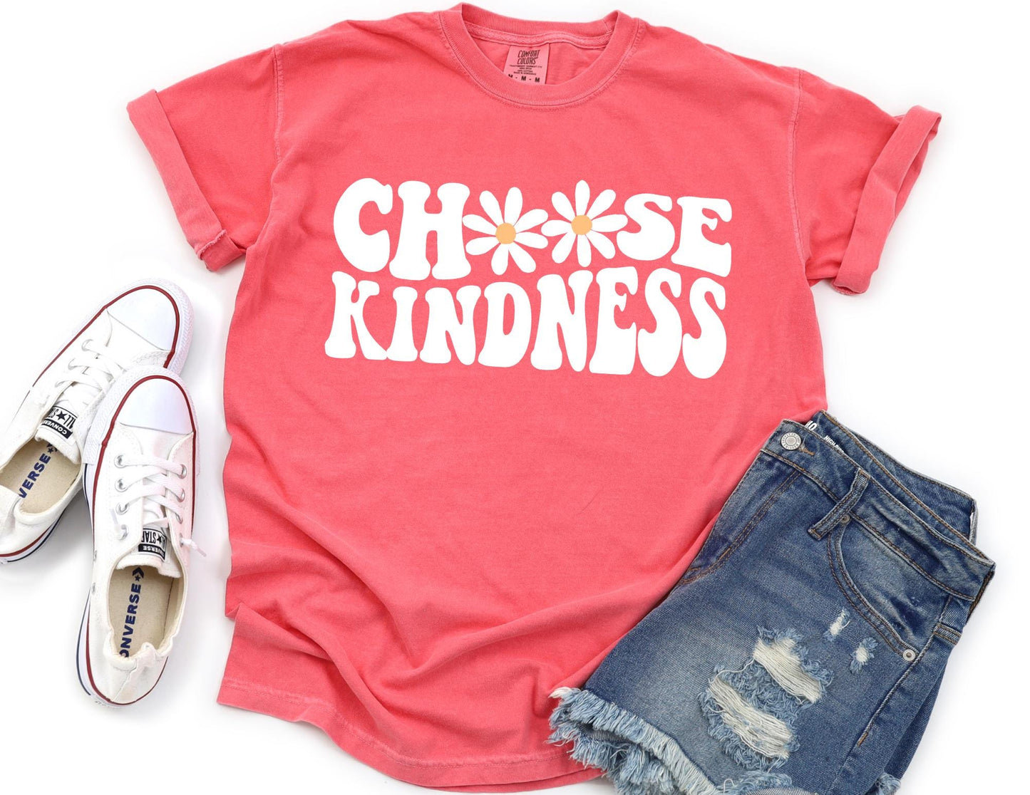 Choose Kindness Comfort Colors T-Shirt, Daisy Graphic Tee, Positive Message Shirt