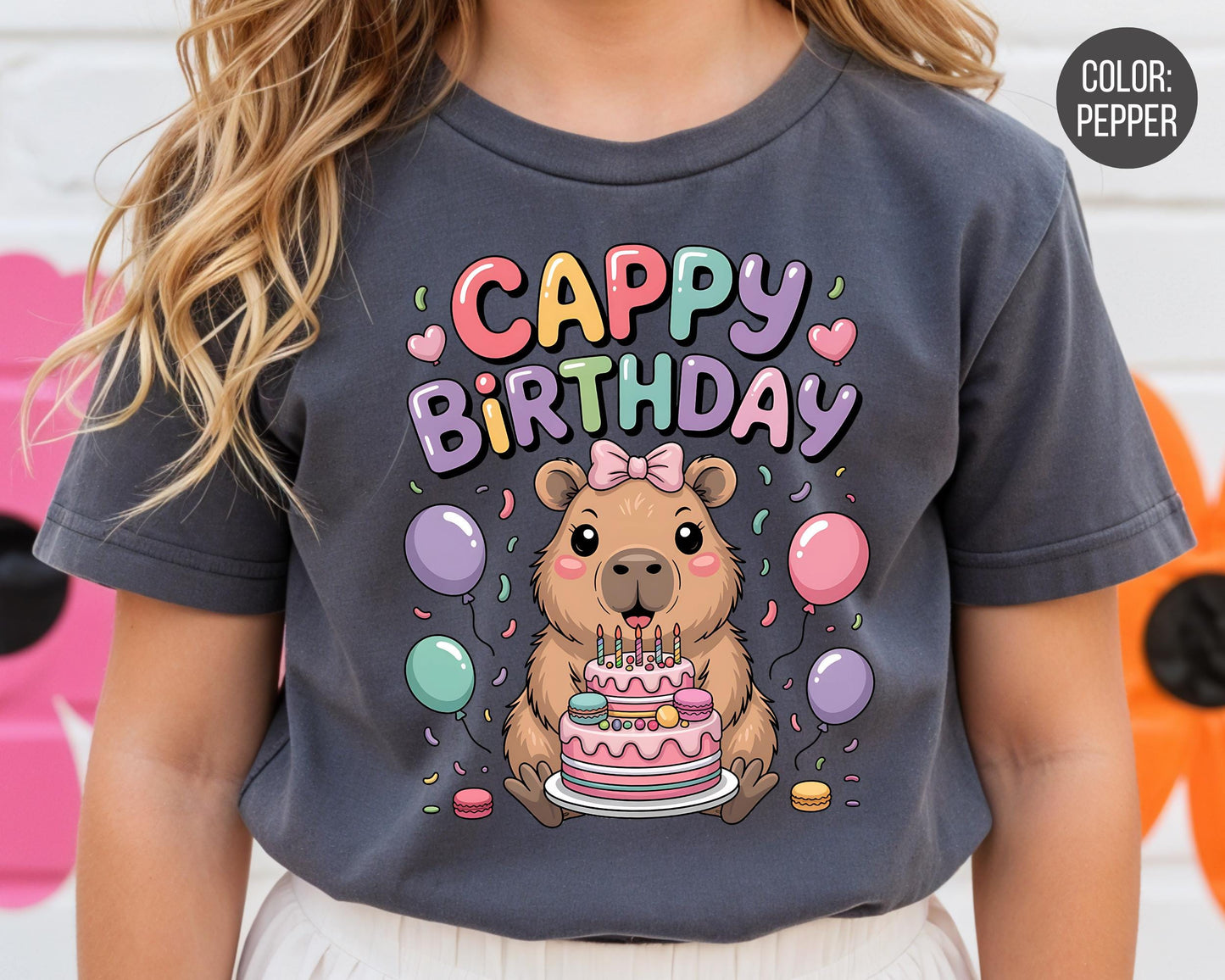 Comfort Colors Cappy Birthday Shirt, Girls Birthday Shirts, Capybara Tee