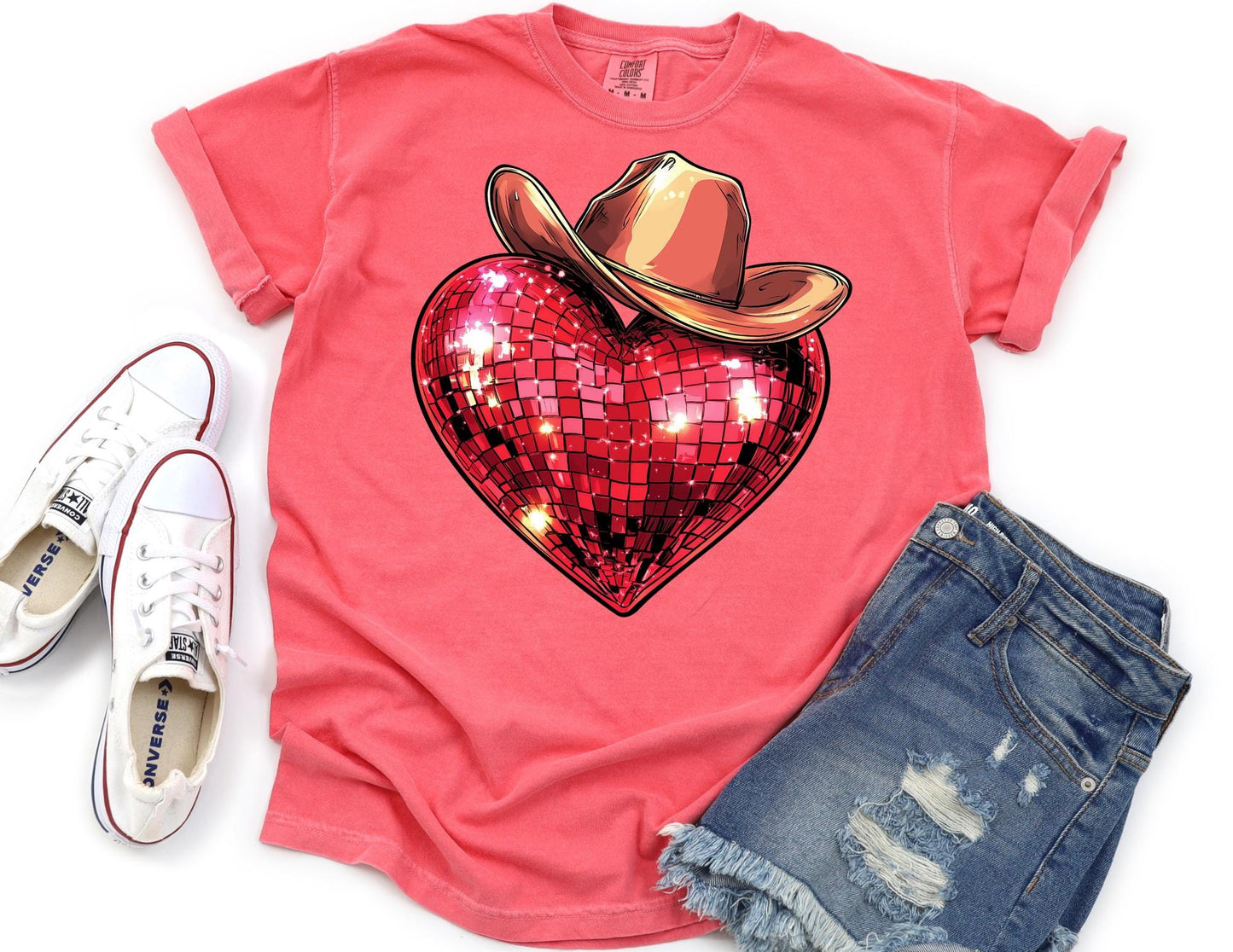 Comfort Colors Cowgirl Hat Heart Shirt, Valentine's Day Gift