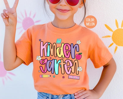 Comfort Colors® Colorful Preppy Kindergarten Shirt, Kindergarten Teacher Shirts