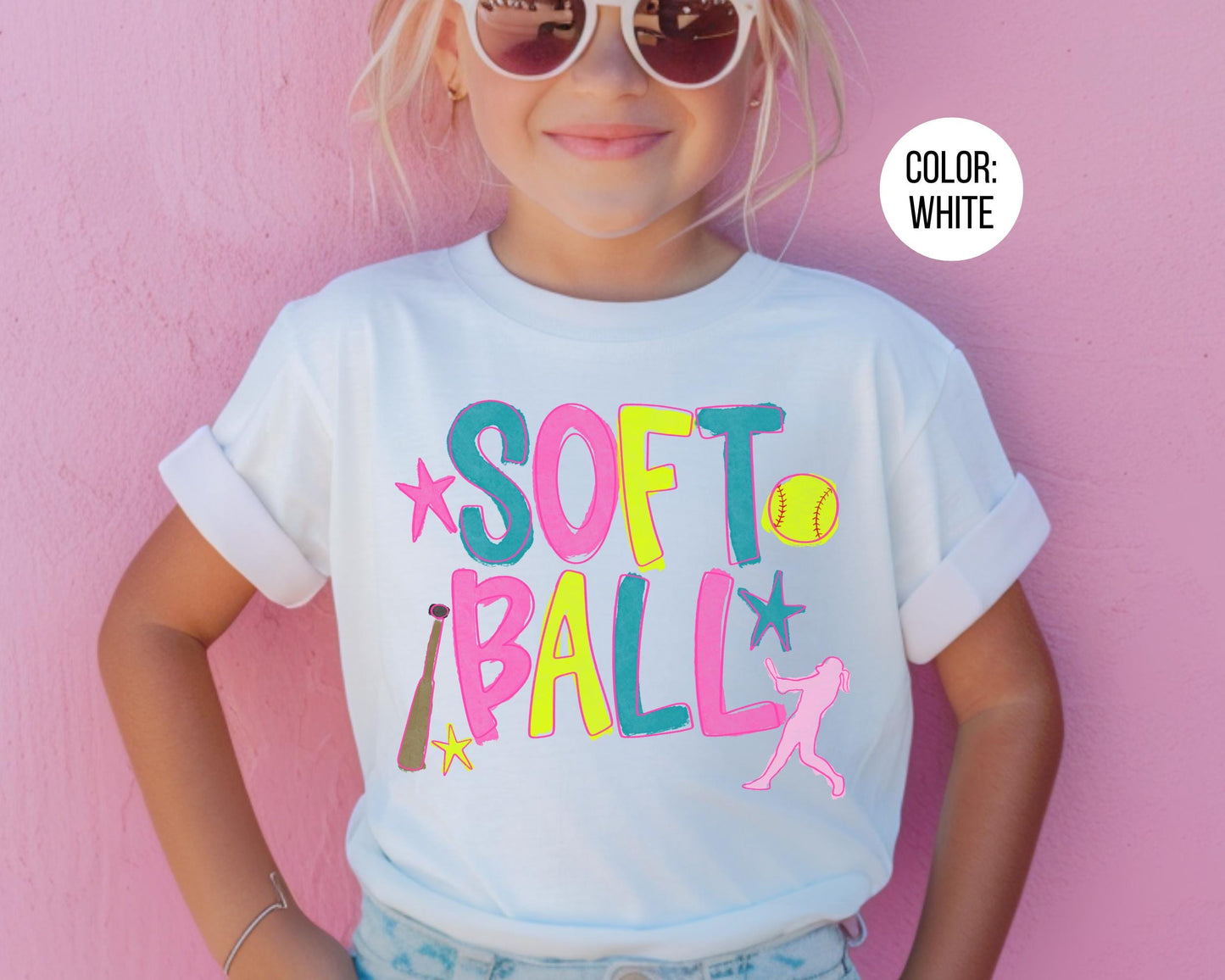 Comfort Colors Watercolor Softball Shirt: Matching Mom & Daughter Softball Shirts