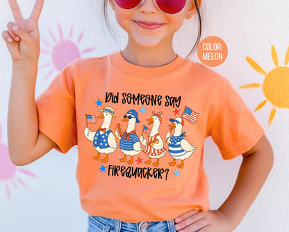 Comfort Colors Did Someone Say Firequacker Shirt, Funny 4th of July Goose Shirts