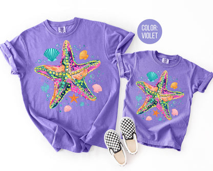 Comfort Colors® Preppy Summer Starfish Shirt, Girls Summer Shirts