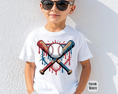 Comfort Colors Boys Baseball Drip Shirt - Kids Sports Tee