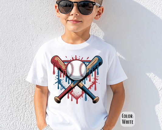 Comfort Colors Boys Baseball Drip Shirt - Kids Sports Tee
