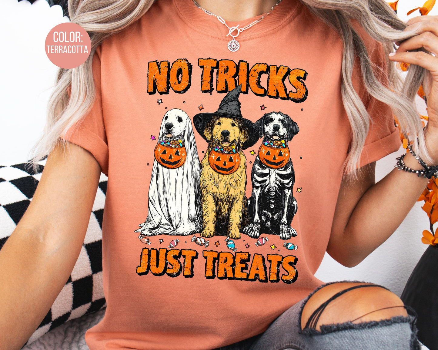 Comfort Colors Dog Halloween Shirt: No Tricks Just Treats
