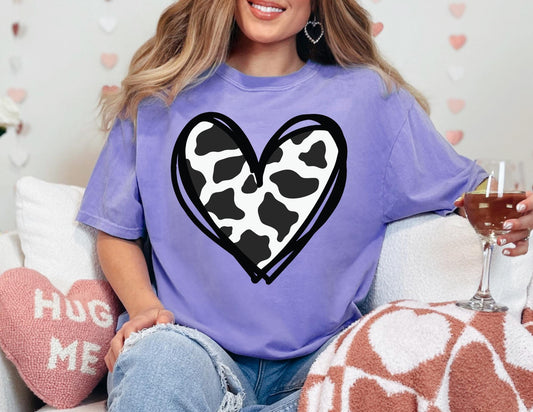Comfort Colors Cow Print Heart Valentine's Day Shirt