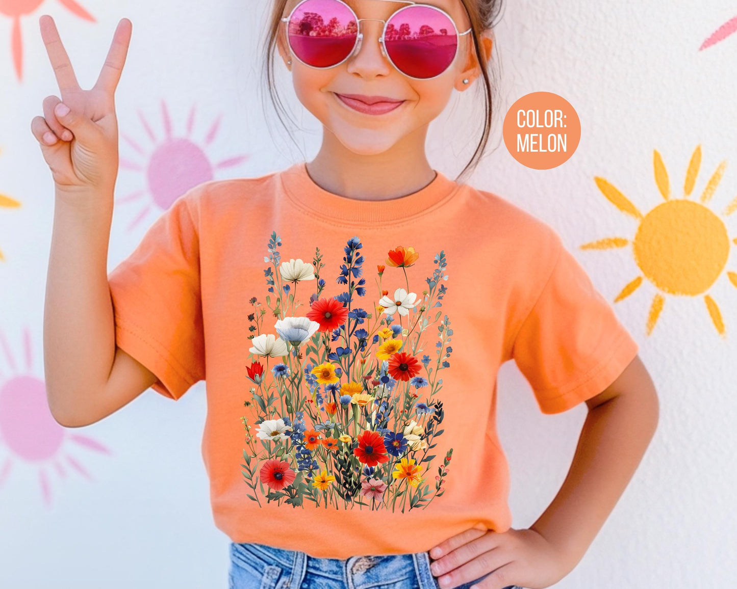 Comfort Colors Wildflower Shirt: Girls Preppy Floral Tee
