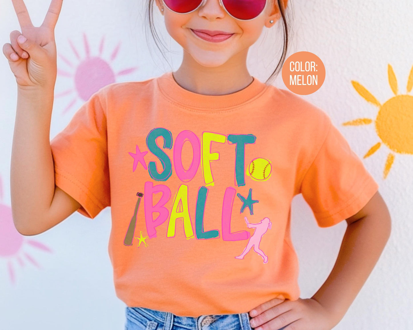 Comfort Colors Watercolor Softball Shirt: Matching Mom & Daughter Softball Shirts