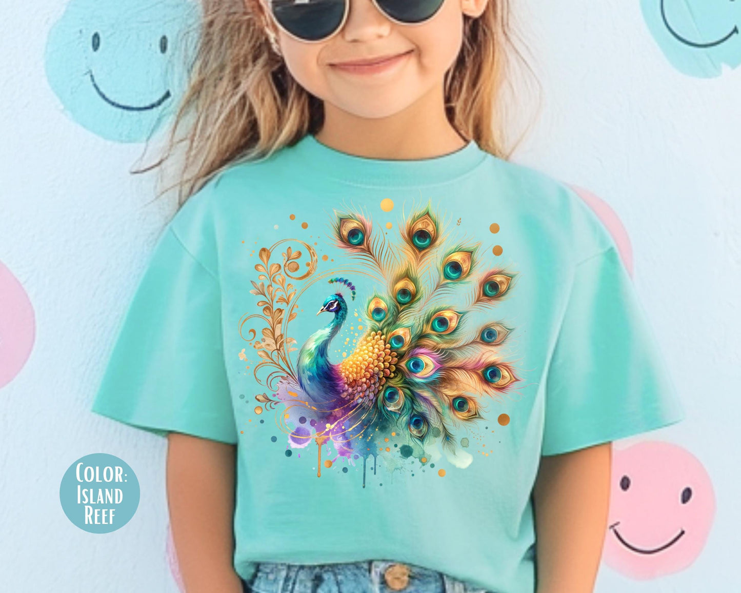 Comfort Colors Peacock Shirt: Girls & Kids Graphic Tee