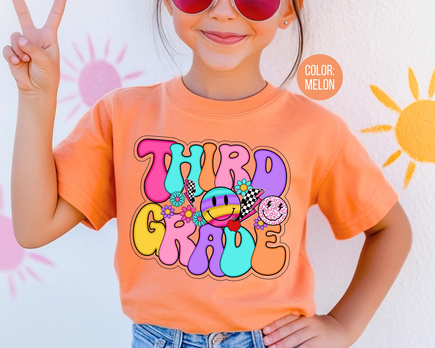 Comfort Colors® Smiley Retro Third Grade Shirt, 3rd Grade Teacher Shirts