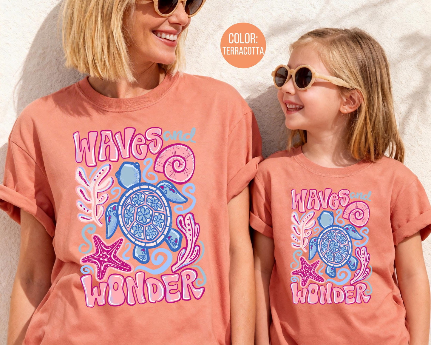 Comfort Colors® Preppy Waves and Wonder Shirt, Mama and Mini Summer Shirts