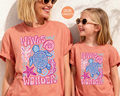Comfort Colors® Preppy Waves and Wonder Shirt, Mama and Mini Summer Shirts