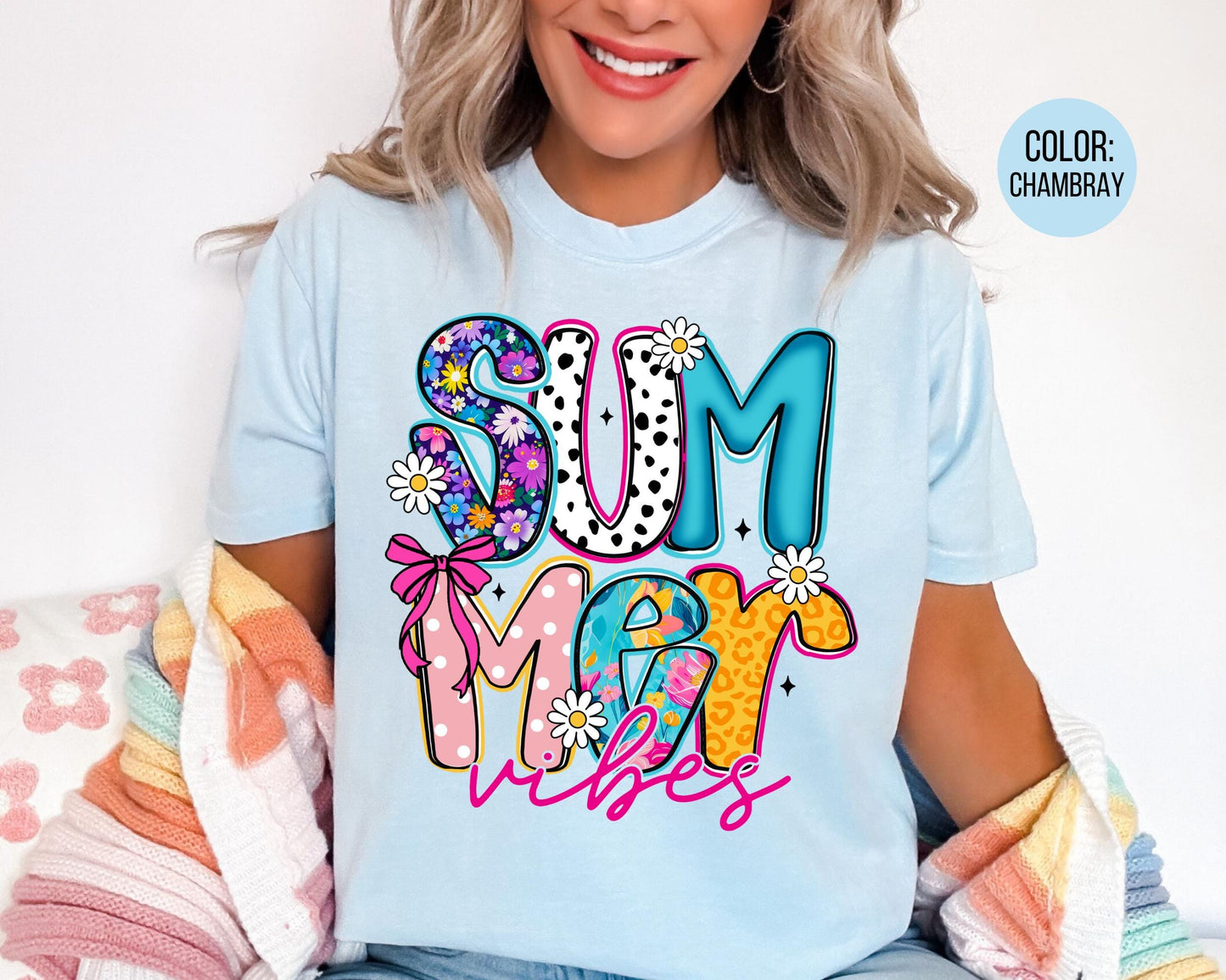 Comfort Colors® Floral Summer Vibes Shirt, Summer Shirts
