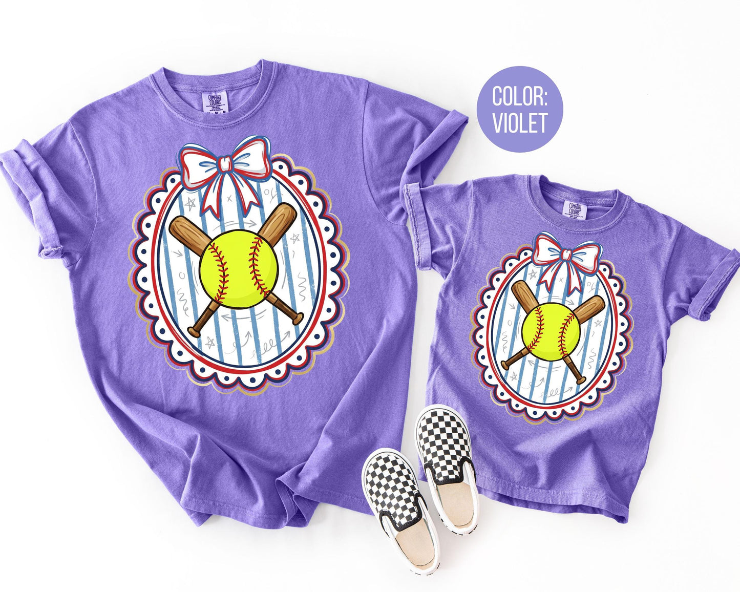 Comfort Colors Girls Coquette Softball Shirt, Softball Shirts