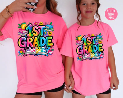 Retro First Grade Comfort Colors Shirt - Back to School Tee