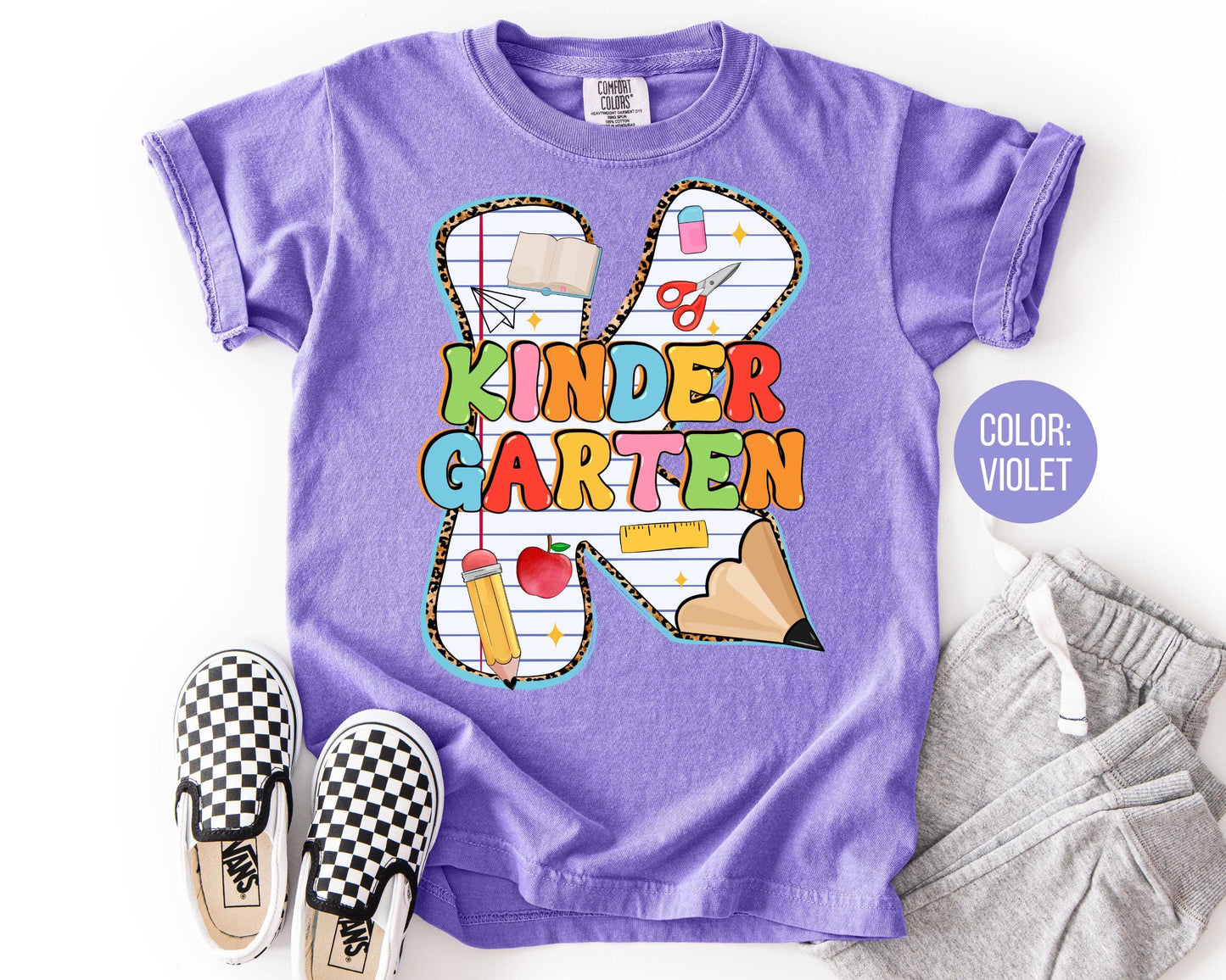 Comfort Colors Kindergarten Shirt: Back to School Pencil Tee