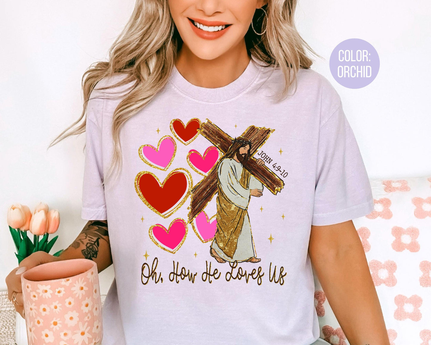 Comfort Colors Oh How He Loves Us Shirt: Valentine's Day Jesus Tee