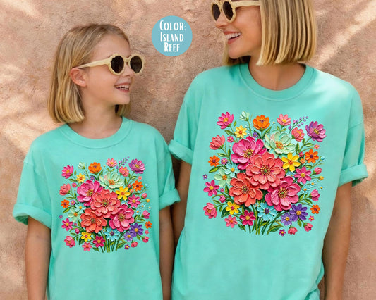 Comfort Colors® Floral Brushstroke Bouquet Shirt, Mama and Mini Flower Shirts