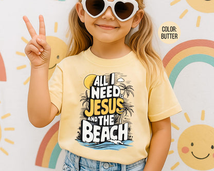 Comfort Colors® All I Need Is Jesus And The Beach Shirt, Kids Jesus Shirts