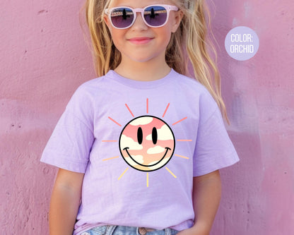 Comfort Colors Sun Smiley Face Tee, Girly Summer Shirt