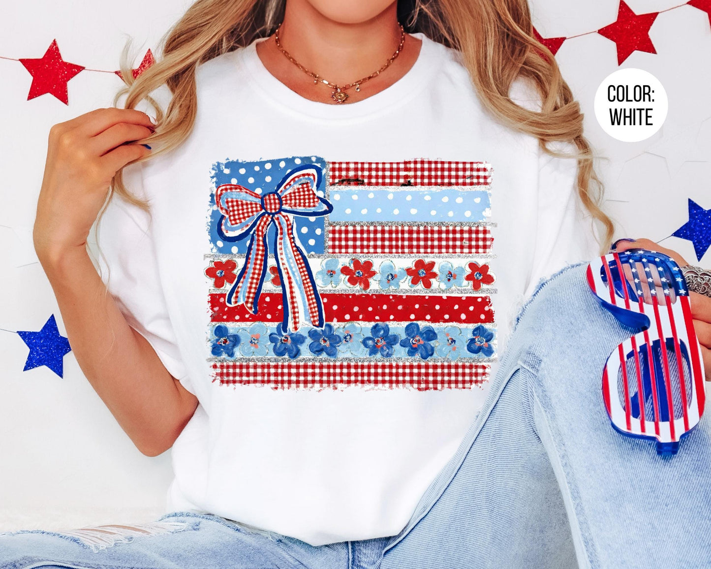 Comfort Colors Coquette American Flag Shirt, Matching 4th of July Shirts
