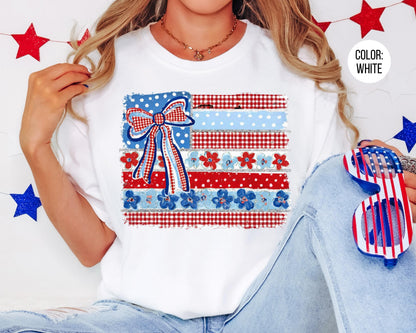 Comfort Colors Coquette American Flag Shirt, Matching 4th of July Shirts
