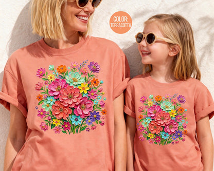 Comfort Colors® Floral Brushstroke Bouquet Shirt, Mama and Mini Flower Shirts