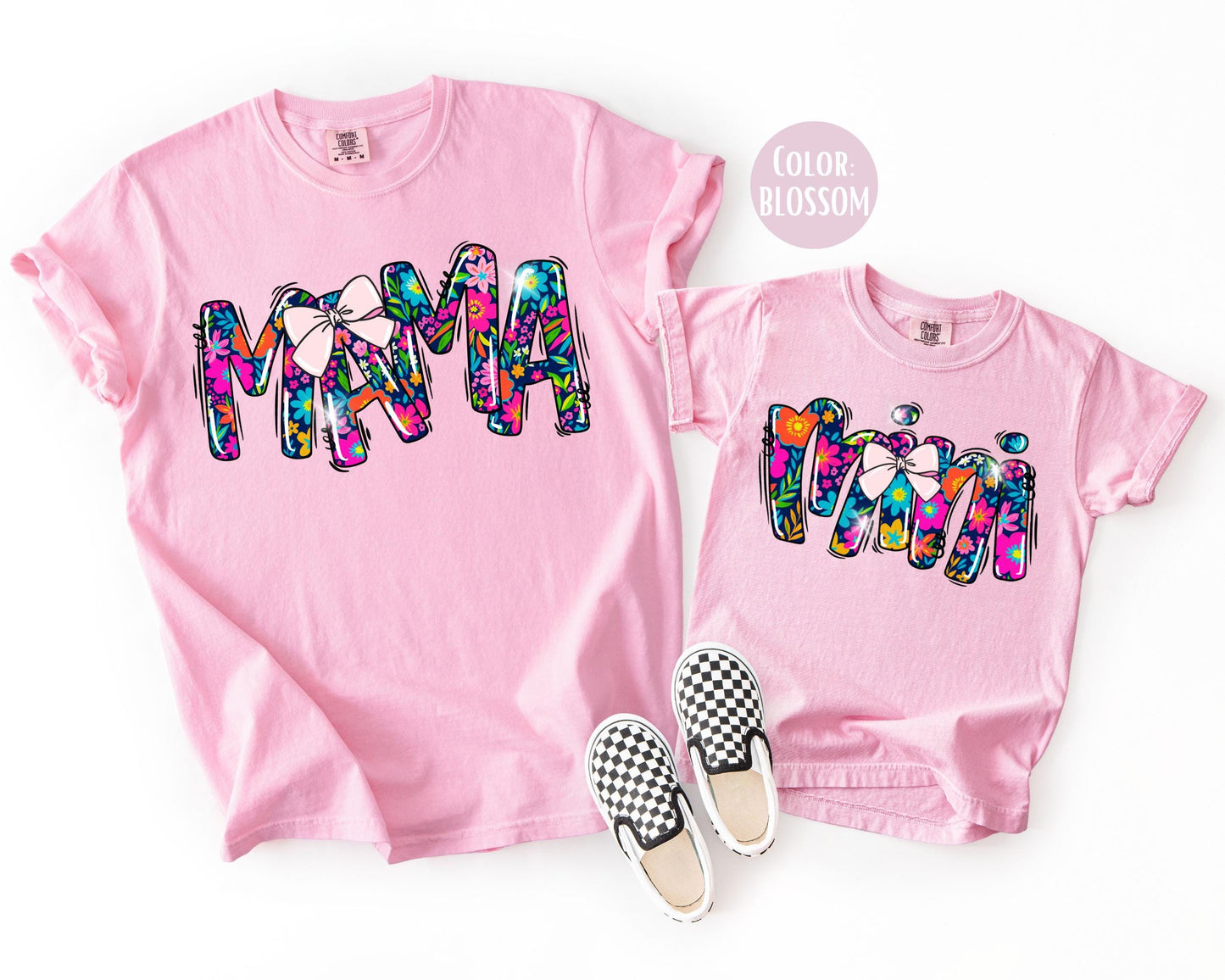 Comfort Colors® Summer Floral Mama and Mini Shirt, Matching Mommy and Me Shirts