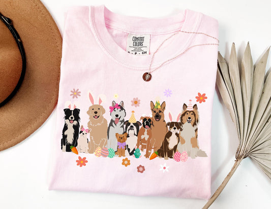 Easter Dogs Comfort Colors T-Shirt, Puppy Spring Tee, Dog Lover Gift