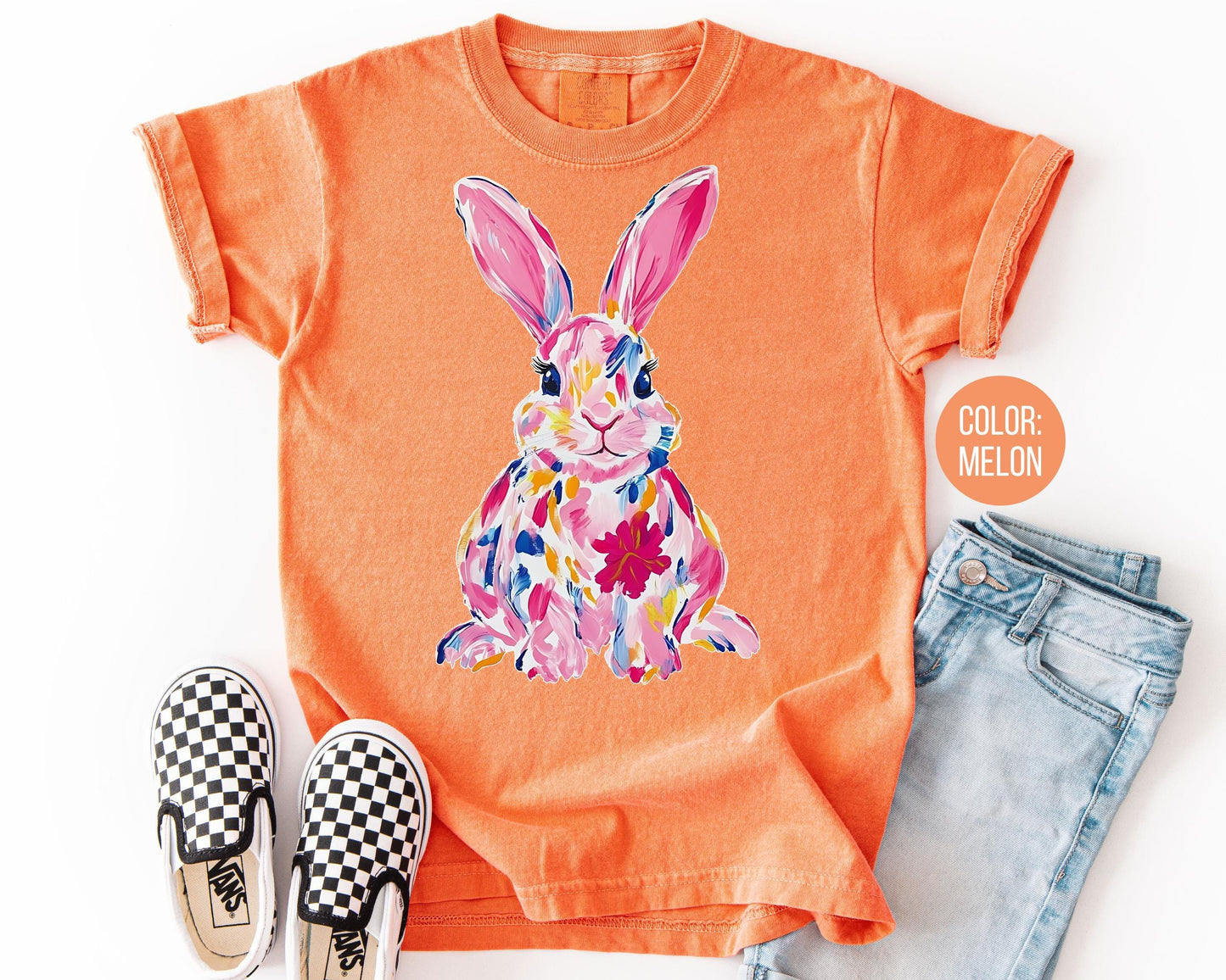 Comfort Colors® Floral Watercolor Easter Bunny Shirt, Girls Easter Shirts