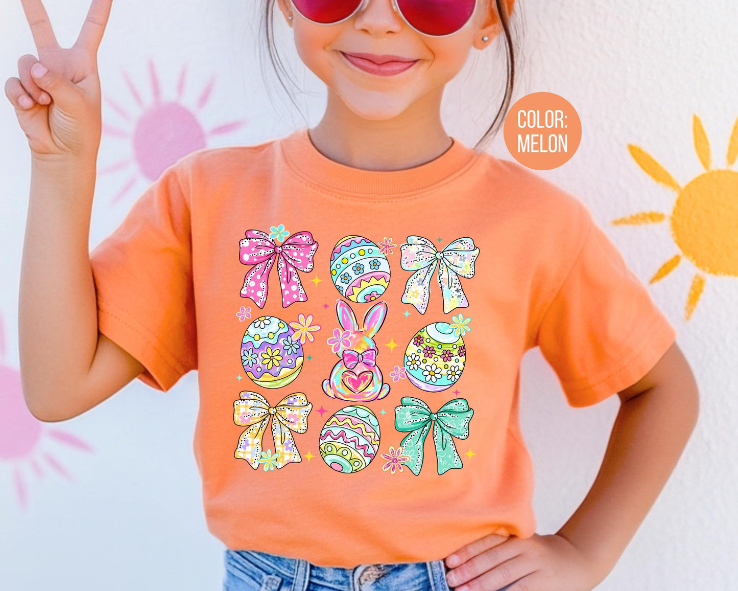 Comfort Colors® Girls Easter Egg Shirt, Kids Coquette Bow Easter Shirts