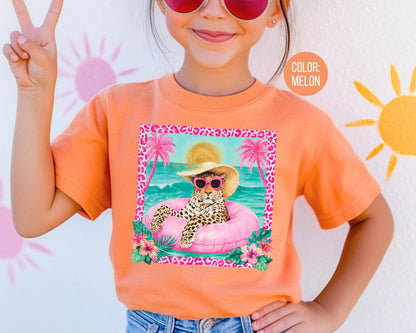 Comfort Colors Pink Leopard Beach Shirt, Leopard Shirts