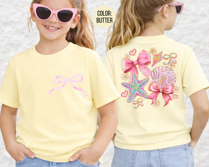Comfort Colors Coquette Seashells Shirt, Girls Beach Shirts