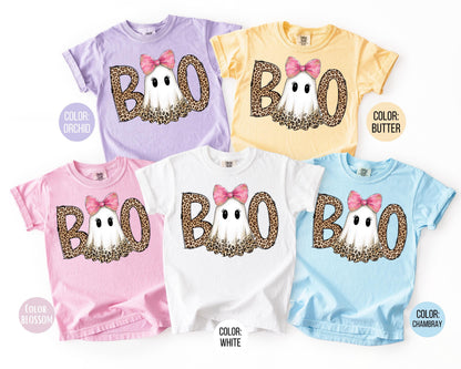Comfort Colors Boo Leopard Ghost Halloween Shirt: Mommy and Me Tees