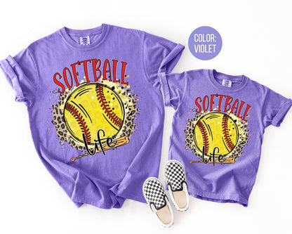 Comfort Colors Girls Softball Life Shirt: Matching Mom & Daughter Softball Shirts