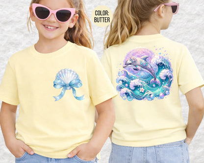 Comfort Colors Front and Back Dolphin Shirt, Girls Beach Shirts