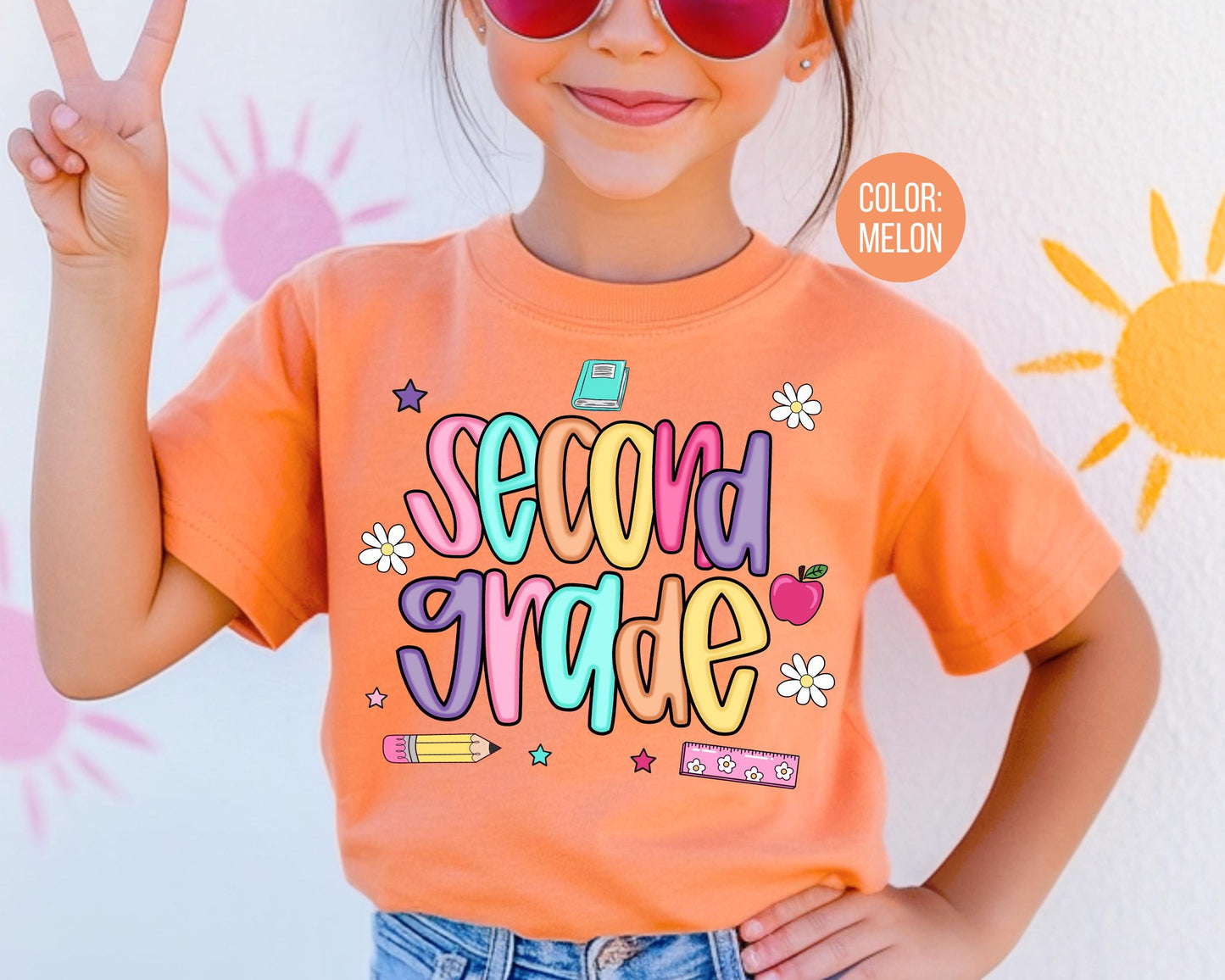 Comfort Colors® Colorful Preppy Second Grade Shirt, 2nd Grade Teacher Shirts