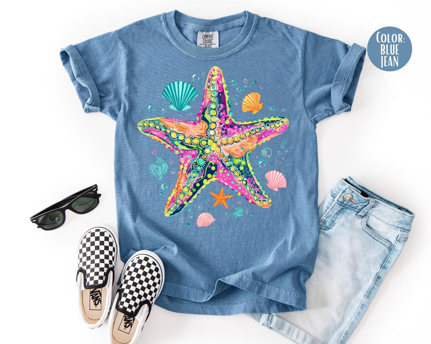 Comfort Colors® Preppy Summer Starfish Shirt, Girls Summer Shirts