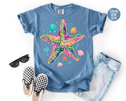 Comfort Colors® Preppy Summer Starfish Shirt, Girls Summer Shirts