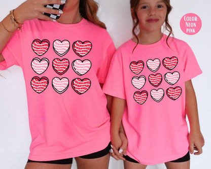 Comfort Colors Girls Heart Cakes Shirt, Mommy and Me Valentine Shirts, Kids Heart Tee