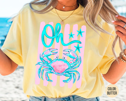 Comfort Colors Oh Crab Shirt, Funny Beach Shirts