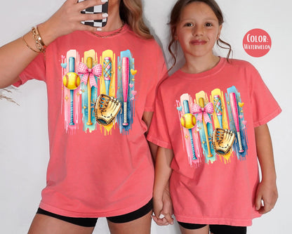 Comfort Colors Girls Softball Shirt: Matching Mom & Daughter Tee