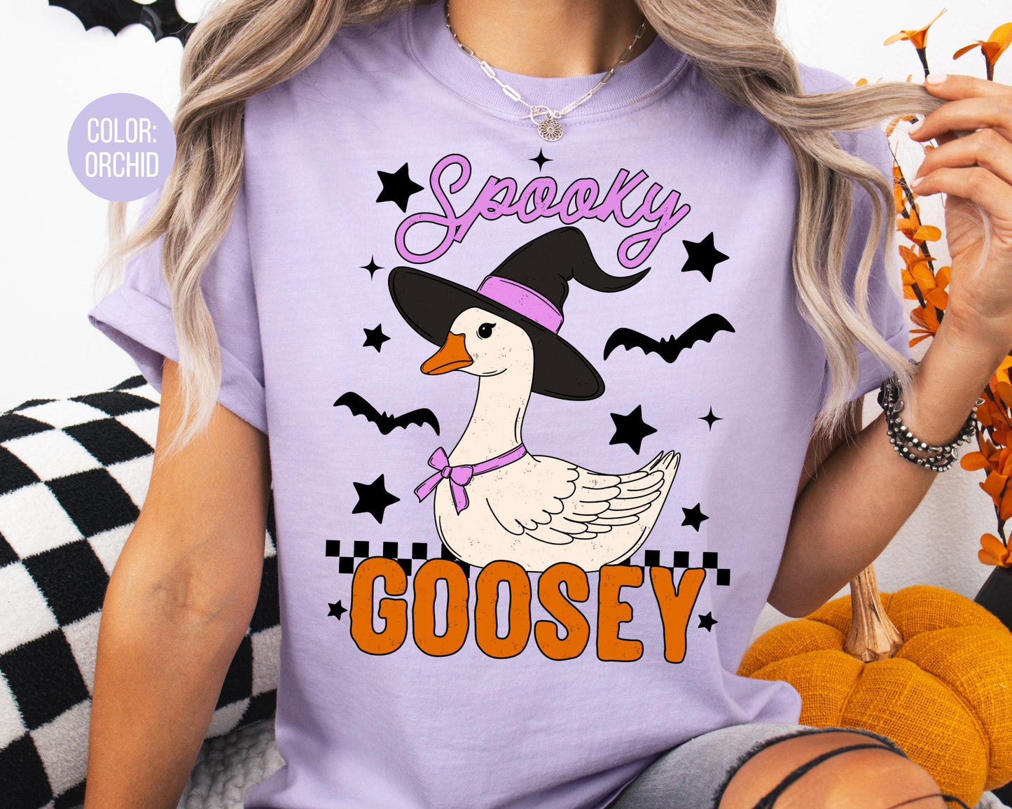 Comfort Colors Spooky Goose Halloween Shirt, Girly Tee