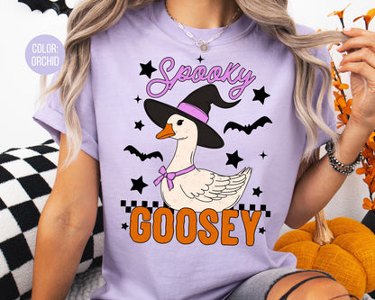 Comfort Colors Spooky Goose Halloween Shirt, Girly Tee