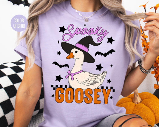 Comfort Colors Spooky Goose Halloween Shirt, Girly Tee