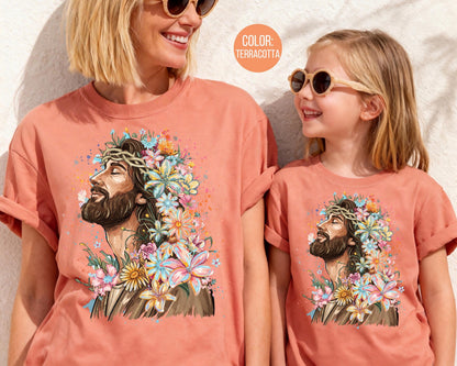 Comfort Colors® Floral Jesus Shirt, Mommy and Me Christian Shirts